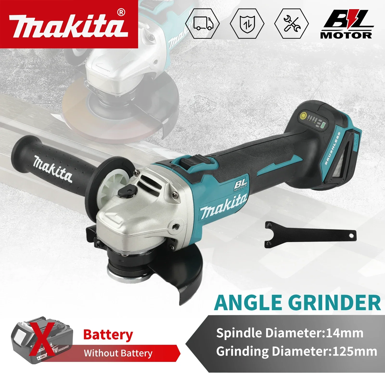 Power Tools For Construction - For Makita DGA504 Brushless Grinder 18V